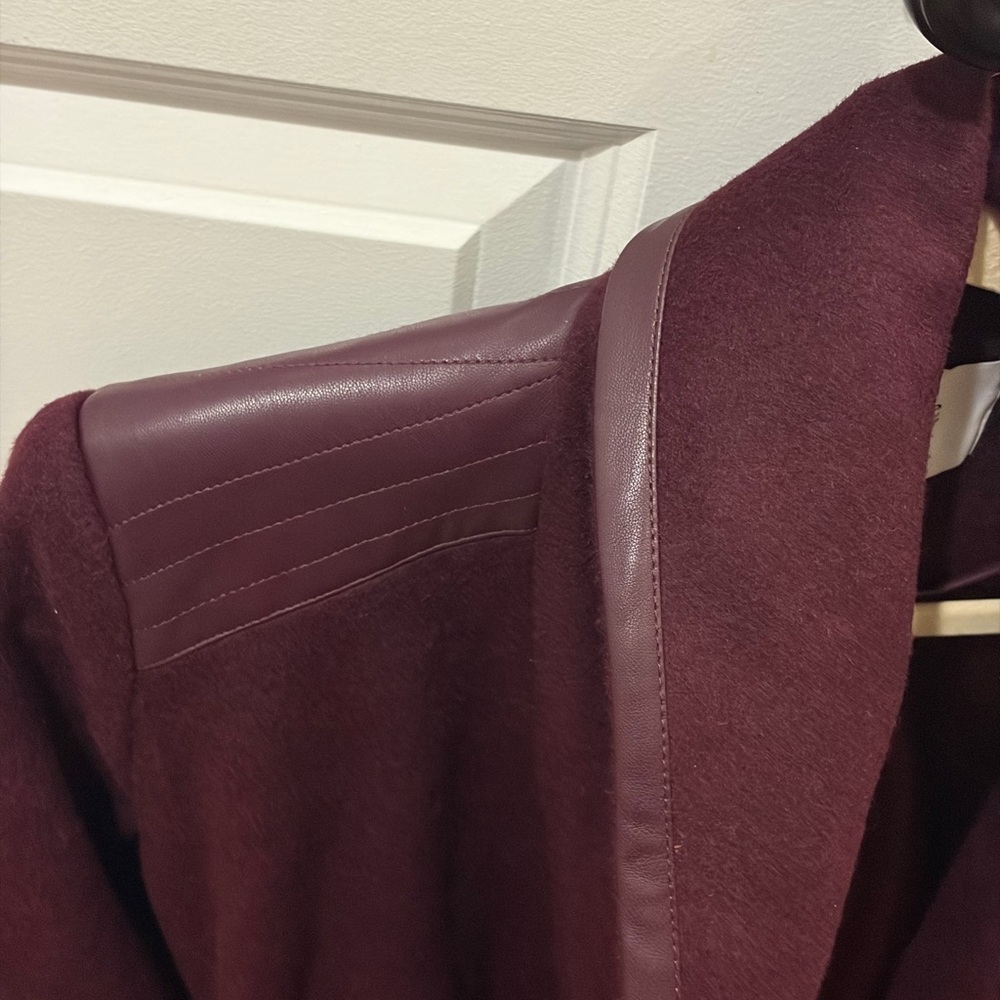 Badgley Mischka Burgundy Coat with Leather Accents NWT - Picture 11 of 13